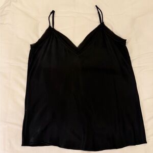 Frame Denim Black V-Neck Slip Top